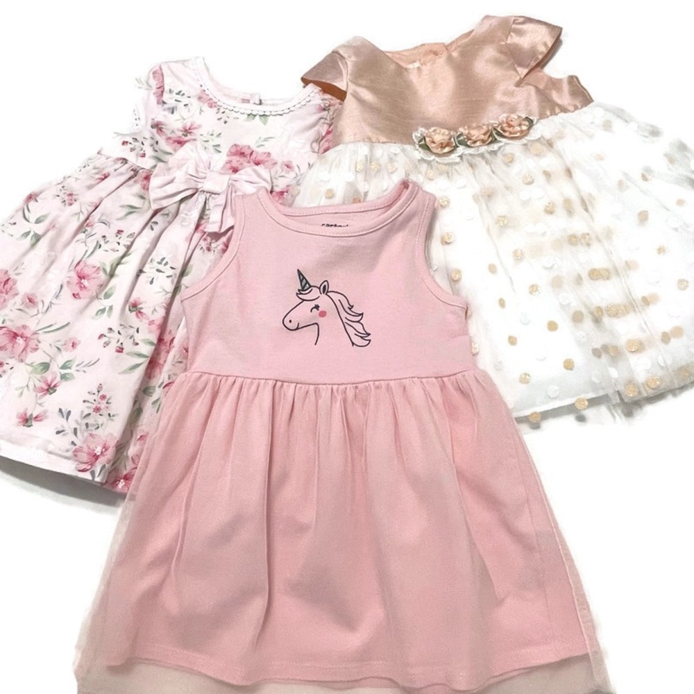 3 Pink Princess Baby Girl Summer Spring Dresses